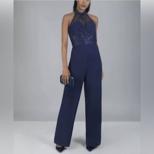 NWT Chi Chi London Jennifer Lace Halter Jumpsuit